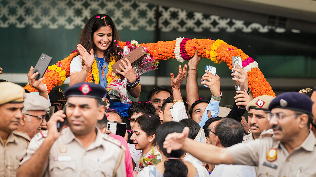 Manu Bhaker returns India after achieving historic feat at the Paris Olympics.  - PTI 